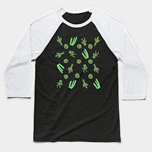 Cactus Plants Green Pattern Baseball T-Shirt